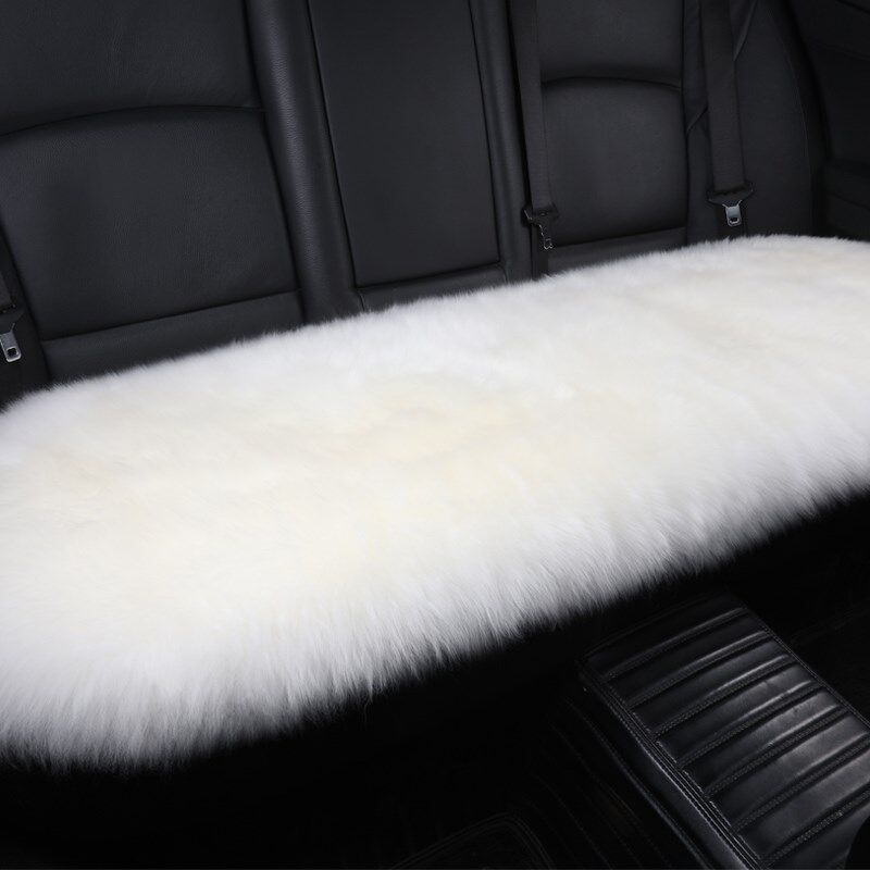 盛贝汽车后排坐垫纯皮毛一体无靠背三人座羊毛长条冬季保暖座垫