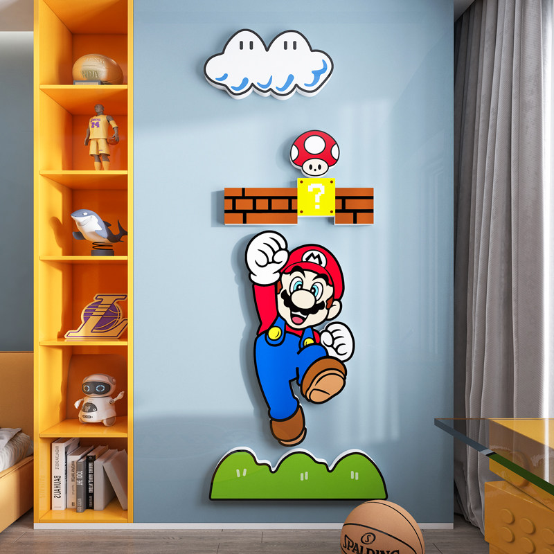 马里奥墙面装饰超级玛丽贴纸儿童房间布置装饰卧室床头背景墙门贴,家居饰品,软装墙贴,淘宝优惠券,粉丝福利购,淘宝优惠卷