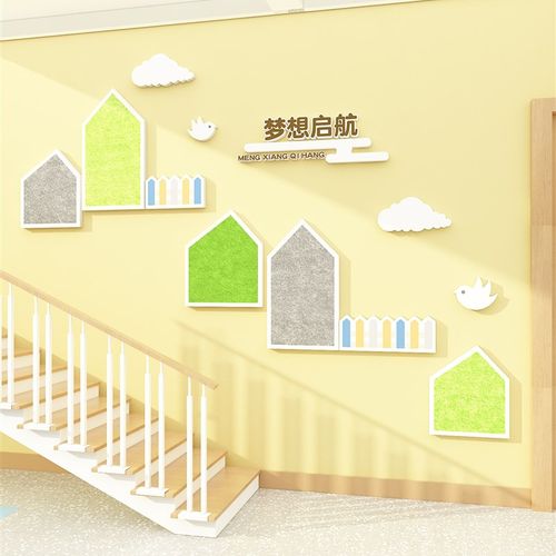 毛毡板幼儿园墙面装饰环创主题成品境布置材料高端文化楼梯贴走廊