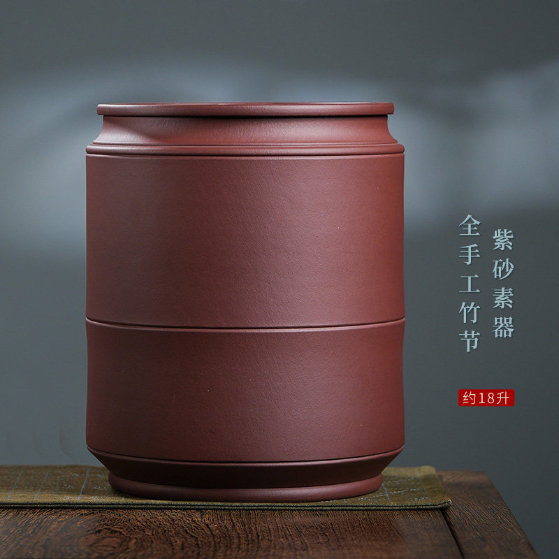 宜兴全手工竹节紫砂茶水缸储水罐家用过滤直饮抽水净水缸茶水桶