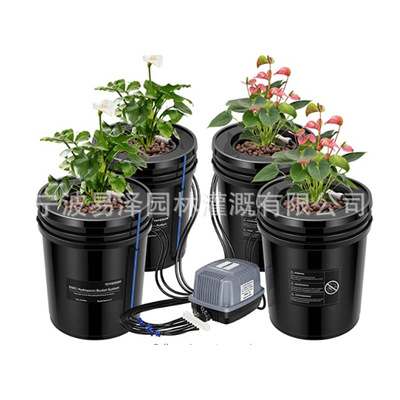 4桶环形滴灌水培桶，5加仑桶水培种植桶 种菜水培箱设备