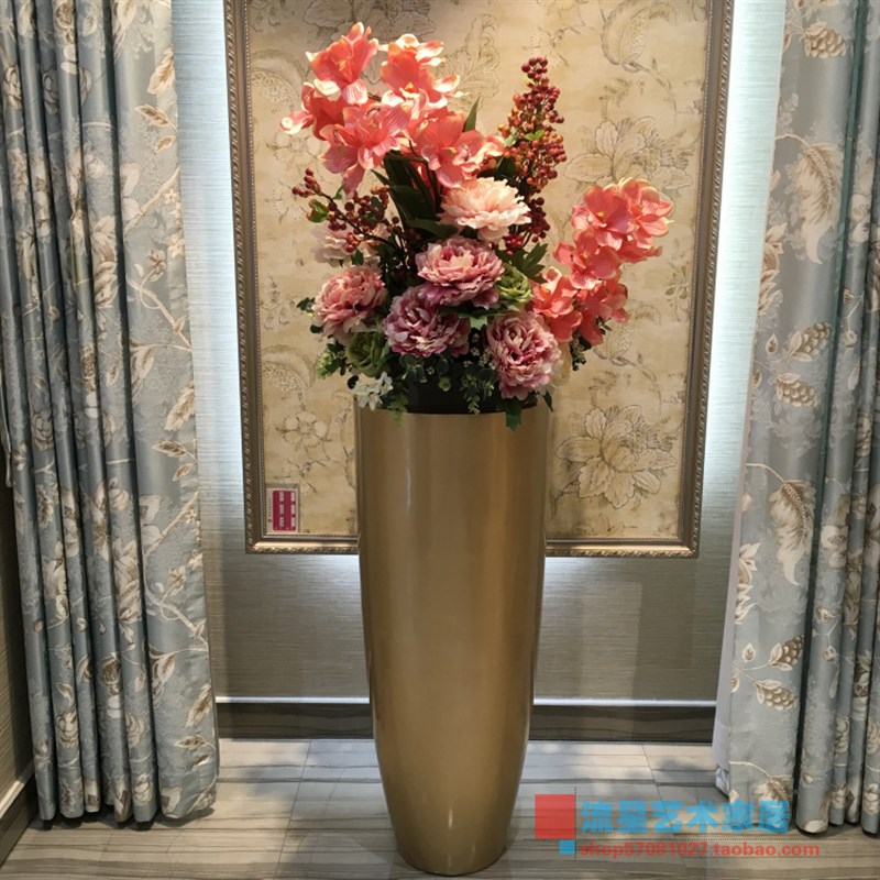 地璃钢落玻大插瓶仿真花花艺套装客厅酒店商场欧式现代装饰品摆件