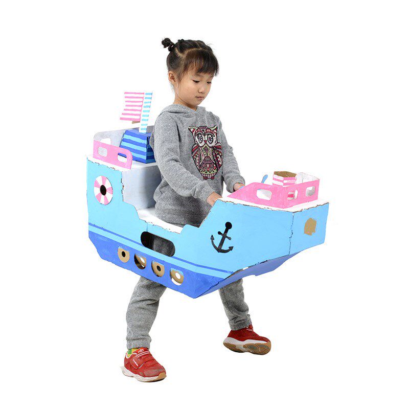 可穿坦儿童纸板玩具潜艇diy幼儿手园工制作戴克纸箱飞机汽车轮船