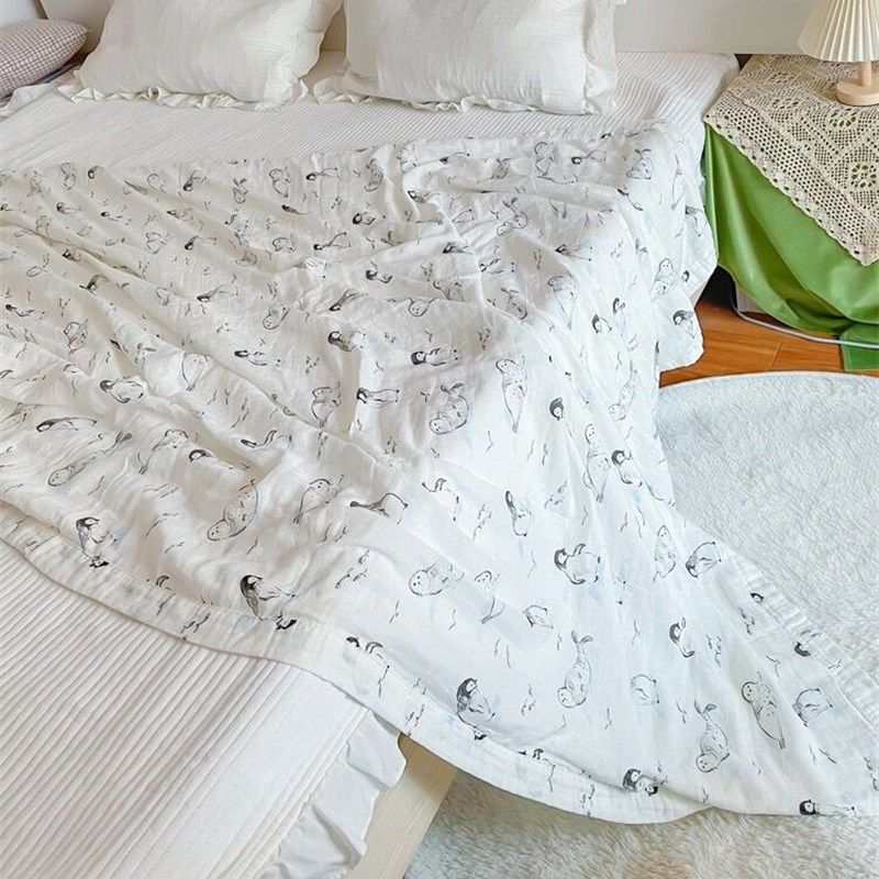 超软沙发午睡竹纤维纱布盖毯大尺寸夏季单人儿童空调被沙发毯子