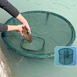 养鱼网箱养鱼箱养殖网箱存鱼漂浮暂养鱼护防逃网笼折叠装鱼笼小鱼