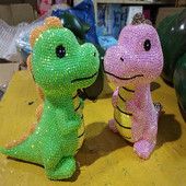 手工DIY贴钻恐龙存钱罐防摔可爱创意霸王龙储蓄罐儿童储钱罐学校