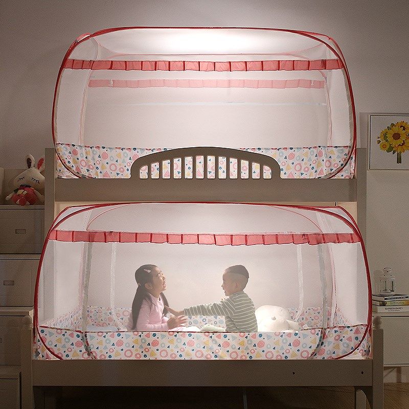 子母床专用蚊帐梯形免安装上下铺防摔双层高低床蒙古包上下床家用