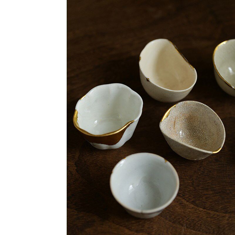 金缮修复小茶杯中式复古功夫茶具主人杯单杯老味杯子