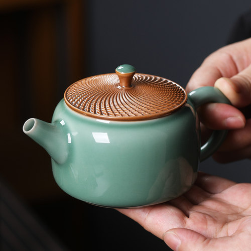 项世豪手作青瓷茶壶陶瓷功夫茶具家用泡茶壶手工跳叨单壶高端茶器