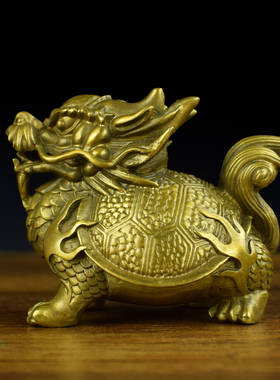 铜龙龟摆件龙生九子霸下荣归金鳌客厅书房桌面文玩收藏镇纸赑屃