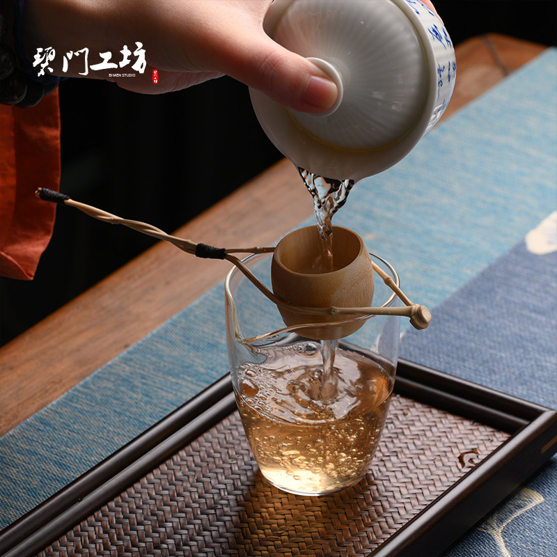 碧门工坊竹制茶漏创意茶滤茶道六君子茶叶过滤器漏网功夫茶具配件