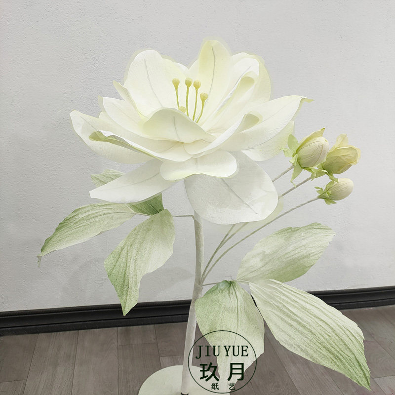 玖月纸艺 大型婚庆纸花橱窗装饰舞台美陈点布置来图定制栀子花