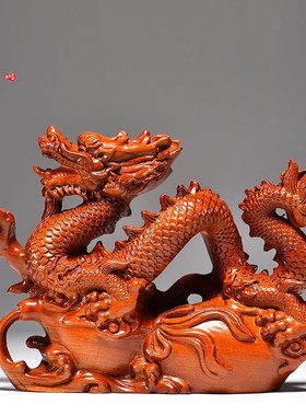 花梨木雕龙摆件实木生肖龙家居客厅办公室装饰红木雕刻工艺品礼品