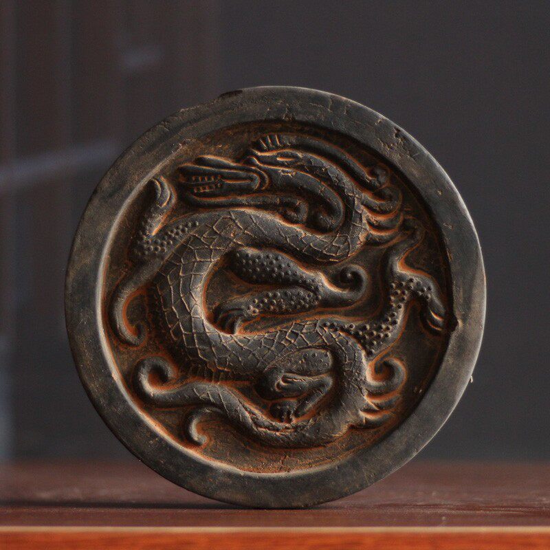 仿古汉代瓦当拓片王莽四神兽青龙白虎玄武朱雀传拓陶瓦片拓印摆件