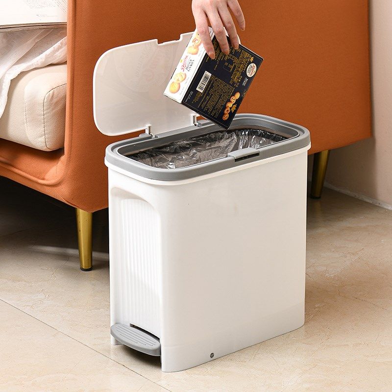室内垃圾桶脚踩按压一体两用弹盖夹缝窄身带盖子卫生间厕所塑料桶