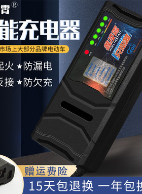 新飞自动关机智能电动车电瓶充电器48V12AH60V20AH72V30AT孔通用