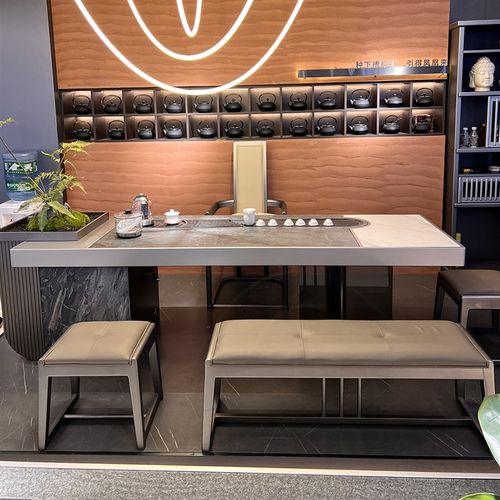 壹官堂实木茶台意式极简茶桌2024新款高端办公室茶桌家用泡茶桌子