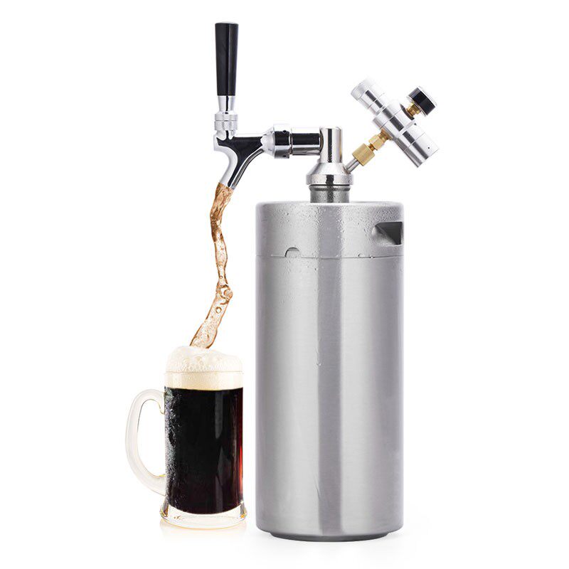 5L不锈钢啤酒桶迷你小桶打酒器精酿啤酒二发容器吧台桌面打酒系统