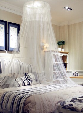 吊顶纹账吸顶圆顶蚊帐公主风双人家用蚊帐1.5m1.8m2米床免安装