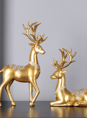 欧式鹿摆件客厅电视柜酒柜装饰品玄关办公室桌面创意工艺品摆设