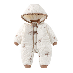 2026新款秋冬款女宝宝薄棉连体衣加厚婴儿衣服180克夹棉外