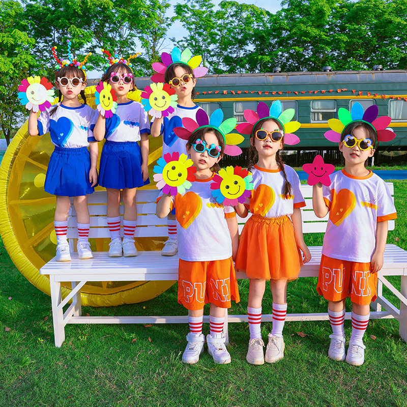 2026新款六一儿童多巴胺啦啦队演出服幼儿园绿色蓬蓬裙表演服装班