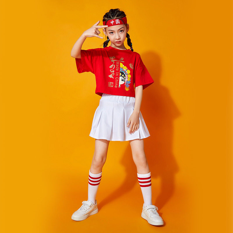 2026新款六一儿童舞蹈演出服中国风脸谱短袖套装幼儿园表演服装小