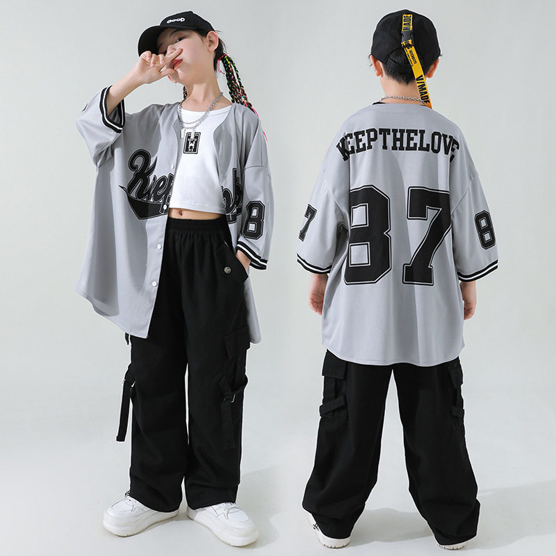2026新款儿童爵士舞演出服装女童韩版棒球服街舞走秀jazz街舞