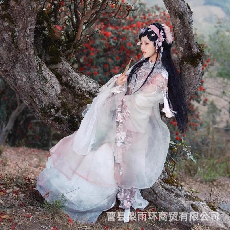 2026新款原创汉服女桃胭序重工刺绣大袖襦一片式齐腰襦裙全套仙气