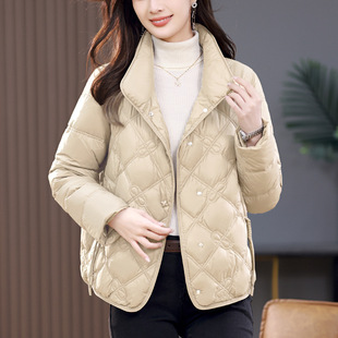 2026新款薄款羽绒服女冬季短款时尚立领百搭小香风妈妈轻薄外