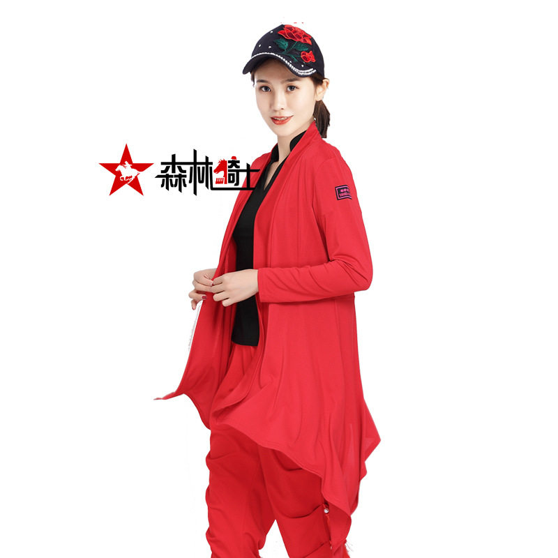 2026新款森林骑士水兵舞服女装春秋披风广场舞长款防晒燕尾黑色风