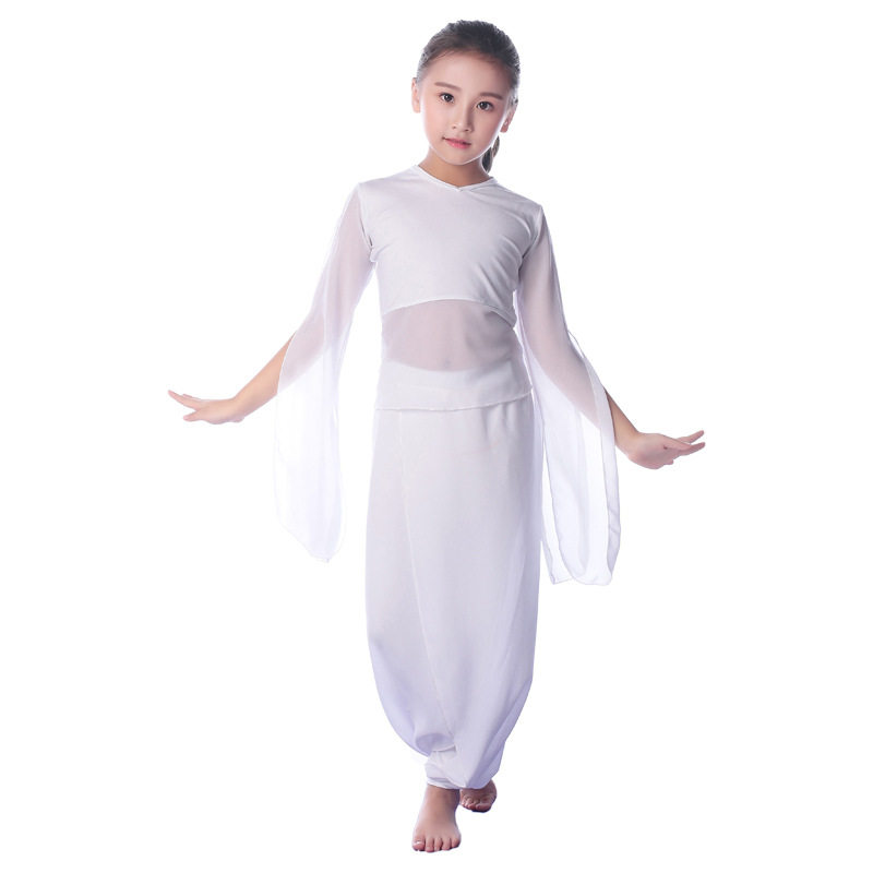 2026新款儿童舞蹈练功服专业女童莫代尔现代舞蹈服飘逸雪纺表演服