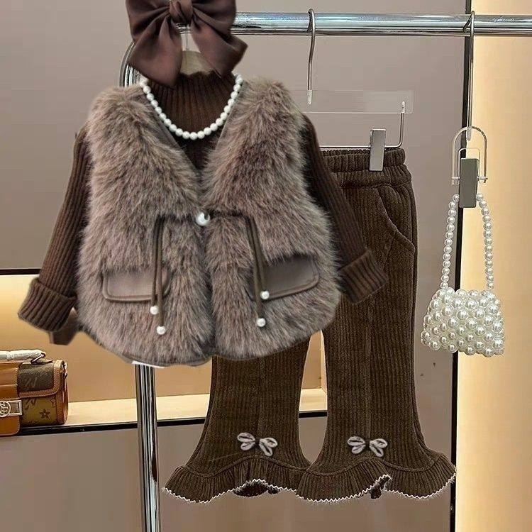 2026新款女童套装韩版洋气毛马甲打底毛衣时髦加绒喇叭裤三件,童装/婴儿装/亲子装,毛衣/针织衫,淘宝优惠券,粉丝福利购,淘宝优惠卷