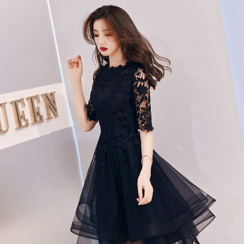 2026新款宴会修身小个子生日礼服简单大方短款黑色晚礼服女夏高品