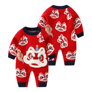 2025新款婴儿拜年服唐装过年喜庆衣服冬装男宝宝连体衣秋冬加
