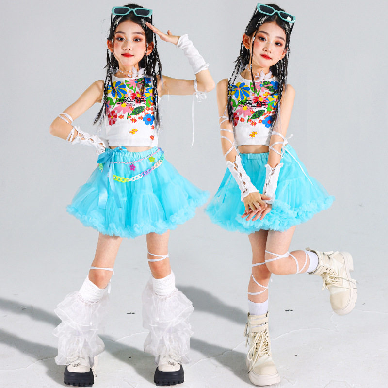 2026新款女童爵士舞演出服女孩啦啦队服装少儿jazz背心儿童街