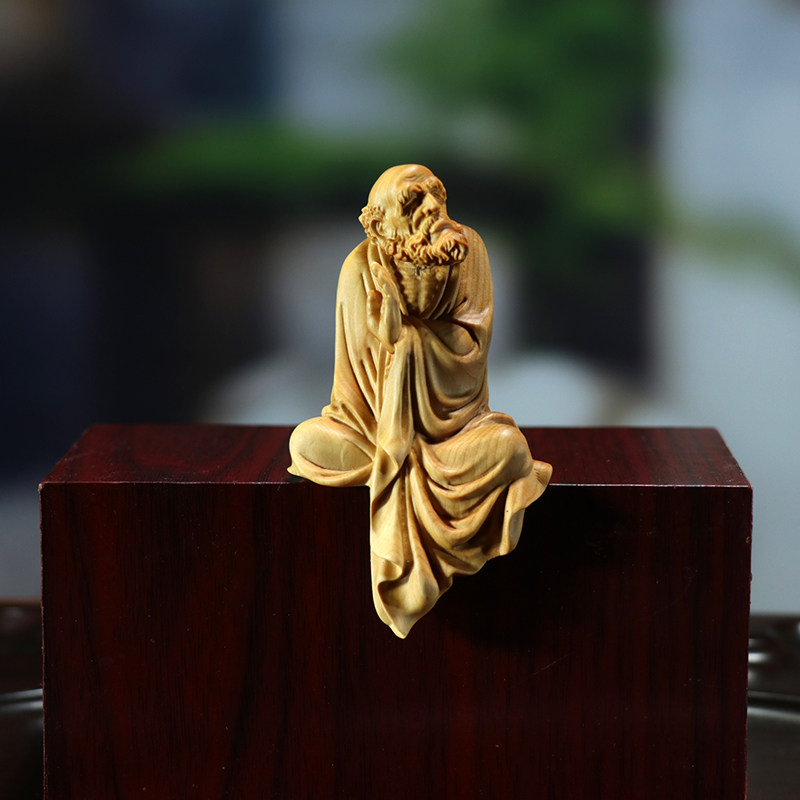 黄杨木雕家居装饰茶宠摆件手把件实木雕刻工艺品人物禅衣达摩祖师