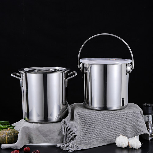 不锈钢桶圆桶带盖商用不锈钢汤桶大容量中式汤锅水桶米桶加厚卤桶
