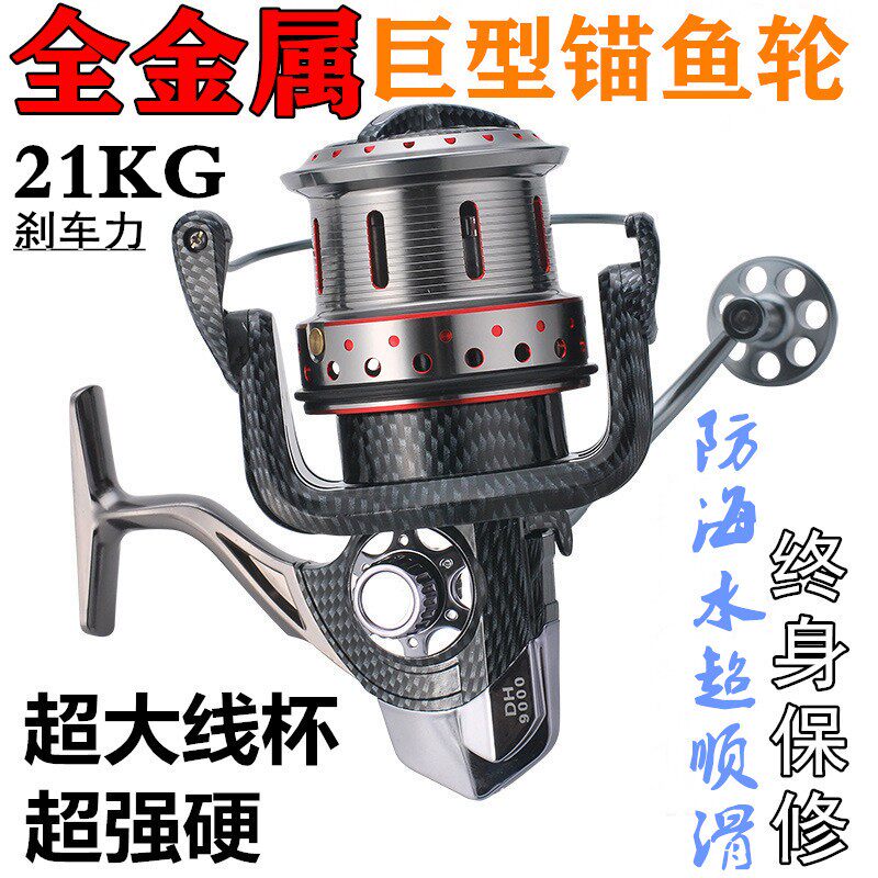 舒牧10000型金属斜口杯远投渔轮鱼线轮锚竿锚鱼轮抛杆鱼轮海竿轮