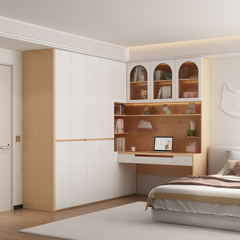 韩利园定制衣柜书桌书柜一体转角组合大衣柜带学习桌OAA01