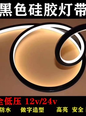 LED黑色硅胶柔性可弯曲造型防水灯带氛围灯嵌入式套管线型软灯条