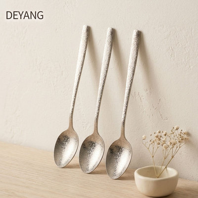纯钛食品级无涂层冰花轻量勺子