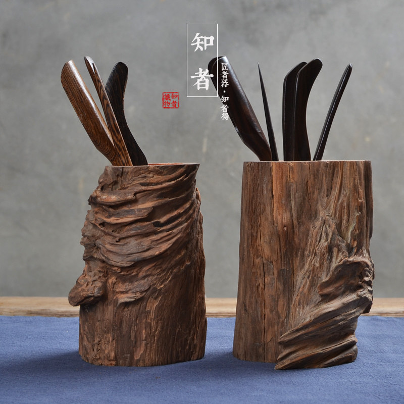 知者朽木茶道六君子 枯木实木茶艺组合 黑檀木鸡翅木功夫茶道配件