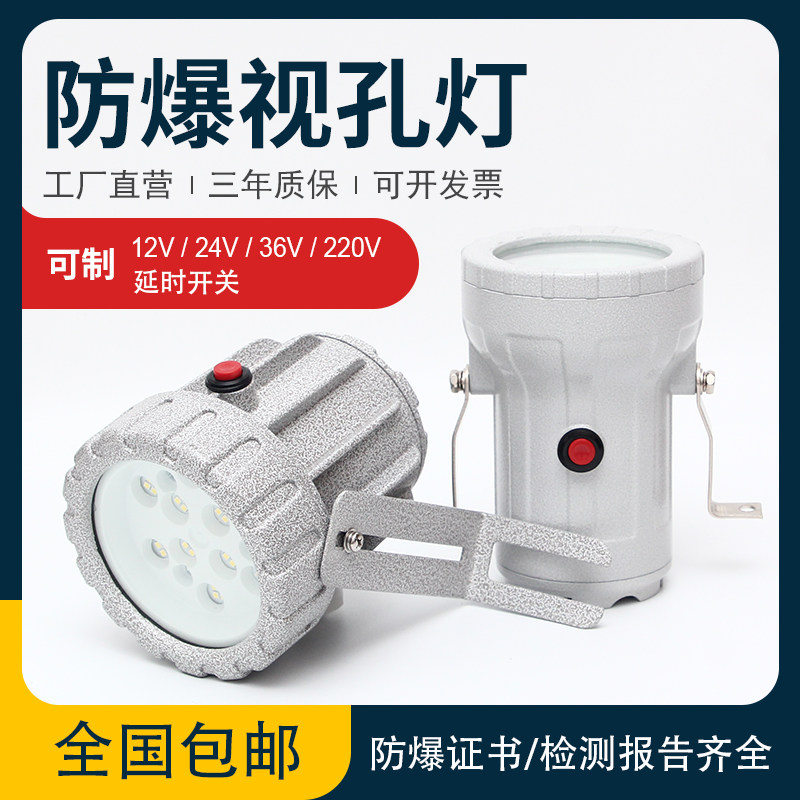 防爆视孔灯LED反应釜视镜灯5w10w20w内视内孔灯延时12V24V36V220V