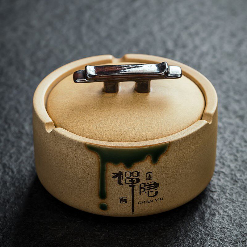 陶瓷烟灰缸家用办公室客厅茶几烟缸中式个性复古大小号多功能烟缸