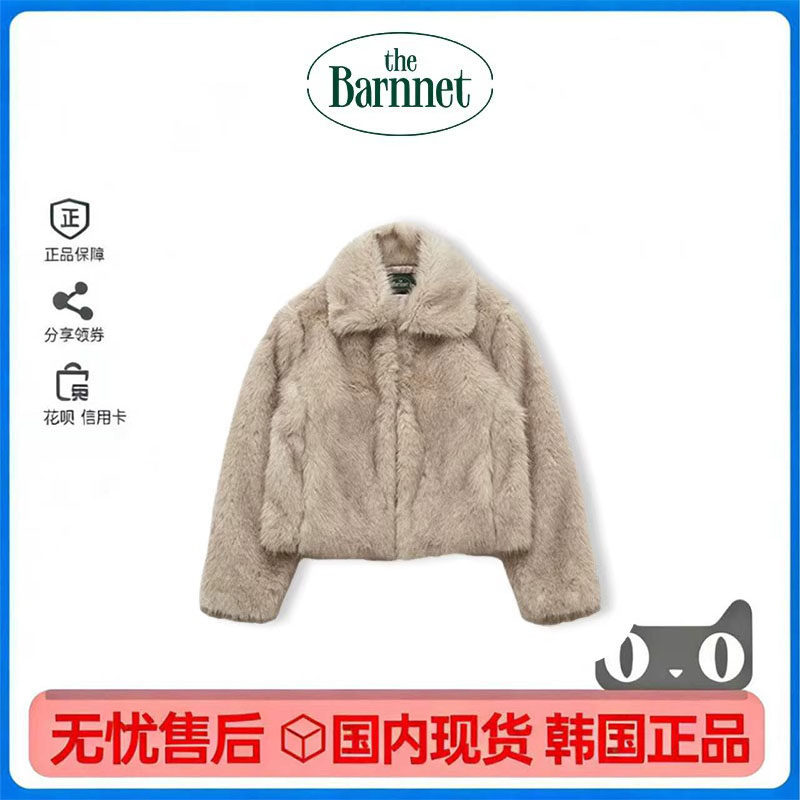 现货the Barnnet八奶翻领单排扣皮草保暖大衣女外套25冬季新款