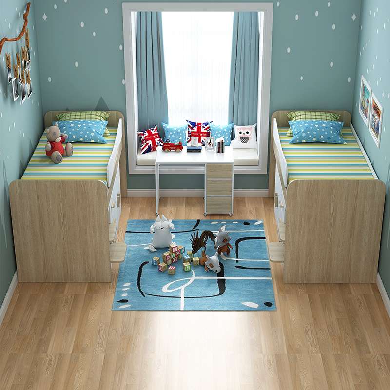 半高儿童床男孩小户型省空间多功能书桌床一体双胞胎组合床0.9米