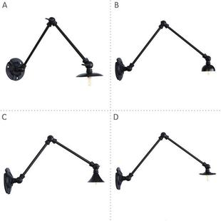 美式工业风复古漫咖啡伸缩折叠个性简约镜前三节单头铁艺亚黑壁灯
