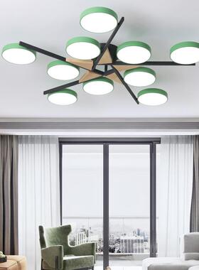 掌灯时分简约现代led吸顶灯超亮黑色三头餐厅饭桌吸吊两用灯饰灯