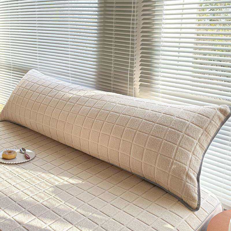 冬季双人长枕巾1.5m纯棉家用情侣防脱落高档男生北欧风枕头巾盖1.